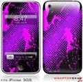 iPhone 3GS Decal Style Skin - Halftone Splatter Hot Pink Purple