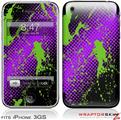 iPhone 3GS Decal Style Skin - Halftone Splatter Green Purple