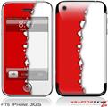 iPhone 3GS Decal Style Skin - Ripped Colors Red White