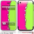 iPhone 3GS Decal Style Skin - Ripped Colors Hot Pink Neon Green