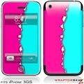 iPhone 3GS Decal Style Skin - Ripped Colors Hot Pink Neon Teal