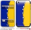 iPhone 3GS Decal Style Skin - Ripped Colors Blue Yellow