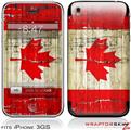 iPhone 3GS Decal Style Skin - Painted Faded and Cracked Canadian Canada Flag