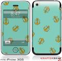 iPhone 3GS Decal Style Skin - Anchors Away Seafoam Green