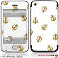 iPhone 3GS Decal Style Skin - Anchors Away White