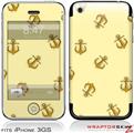 iPhone 3GS Decal Style Skin - Anchors Away Yellow Sunshine