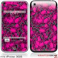 iPhone 3GS Decal Style Skin - Scattered Skulls Hot Pink