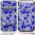 iPhone 3GS Decal Style Skin - Scattered Skulls Royal Blue