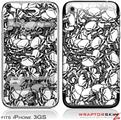 iPhone 3GS Decal Style Skin - Scattered Skulls White