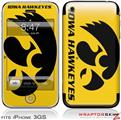 iPhone 3GS Decal Style Skin - Iowa Hawkeyes Herky Black on Gold