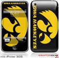 iPhone 3GS Decal Style Skin - Iowa Hawkeyes Herky Gold on Black
