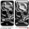 iPhone 3GS Decal Style Skin - Chrome Skull on Black