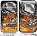 iPhone 3GS Decal Style Skin - Chrome Skull on Fire