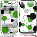 iPhone 3GS Decal Style Skin - Lots of Dots Green on White