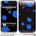 iPhone 3GS Decal Style Skin - Lots of Dots Blue on Black