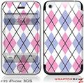 iPhone 3GS Decal Style Skin - Argyle Pink and Blue