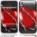 iPhone 3GS Decal Style Skin - Barbwire Heart Red