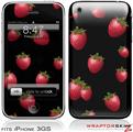 iPhone 3GS Decal Style Skin - Strawberries on Black