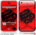 iPhone 3GS Decal Style Skin - Oriental Dragon Black on Red