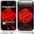 iPhone 3GS Decal Style Skin - Oriental Dragon Red on Black