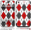 iPhone 3GS Decal Style Skin - Argyle Red and Gray