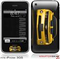 iPhone 3GS Decal Style Skin - 2010 Chevy Camaro Yellow - Black Stripes