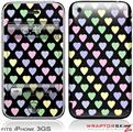 iPhone 3GS Decal Style Skin - Pastel Hearts on Black