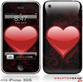 iPhone 3GS Decal Style Skin - Glass Heart Grunge Red