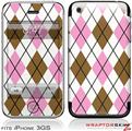 iPhone 3GS Decal Style Skin - Argyle Pink and Brown