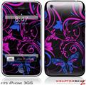 iPhone 3GS Decal Style Skin - Twisted Garden Hot Pink and Blue