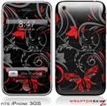 iPhone 3GS Decal Style Skin - Twisted Garden Gray and Red