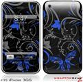 iPhone 3GS Decal Style Skin - Twisted Garden Gray and Blue