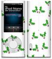 iPod Nano 5G Skin Christmas Holly Leaves on White