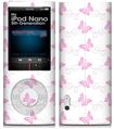 iPod Nano 5G Skin Pastel Butterflies Pink on White