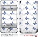 iPod Touch 2G & 3G Skin Kit Pastel Butterflies Blue on White