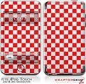 iPod Touch 2G & 3G Skin Kit Checkered Canvas Red and White