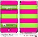 iPod Touch 2G & 3G Skin Kit Kearas Psycho Stripes Neon Green and Hot Pink
