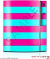 Sony PS3 Skin Kearas Psycho Stripes Neon Teal and Hot Pink