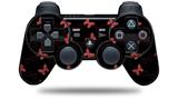 Pastel Butterflies Red on Black - Decal Style Skin fits Sony PS3 Controller (CONTROLLER NOT INCLUDED)