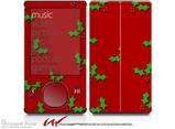 Christmas Holly Leaves on Red - Decal Style skin fits Zune 80/120GB  (ZUNE SOLD SEPARATELY)
