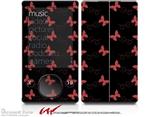 Pastel Butterflies Red on Black - Decal Style skin fits Zune 80/120GB  (ZUNE SOLD SEPARATELY)
