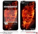 iPod Touch 4G Skin Flaming Fire Skull Orange
