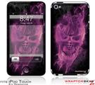iPod Touch 4G Skin Flaming Fire Skull Hot Pink Fuchsia