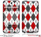 iPod Touch 4G Skin - Argyle Red and Gray
