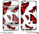 iPod Touch 4G Skin - Butterflies Red
