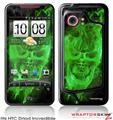 HTC Droid Incredible Skin Flaming Fire Skull Green