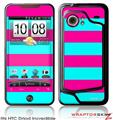 HTC Droid Incredible Skin - Kearas Psycho Stripes Neon Teal and Hot Pink