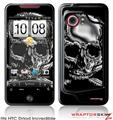 HTC Droid Incredible Skin - Chrome Skull on Black