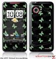 HTC Droid Incredible Skin - Pastel Butterflies Green on Black