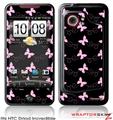 HTC Droid Incredible Skin - Pastel Butterflies Pink on Black